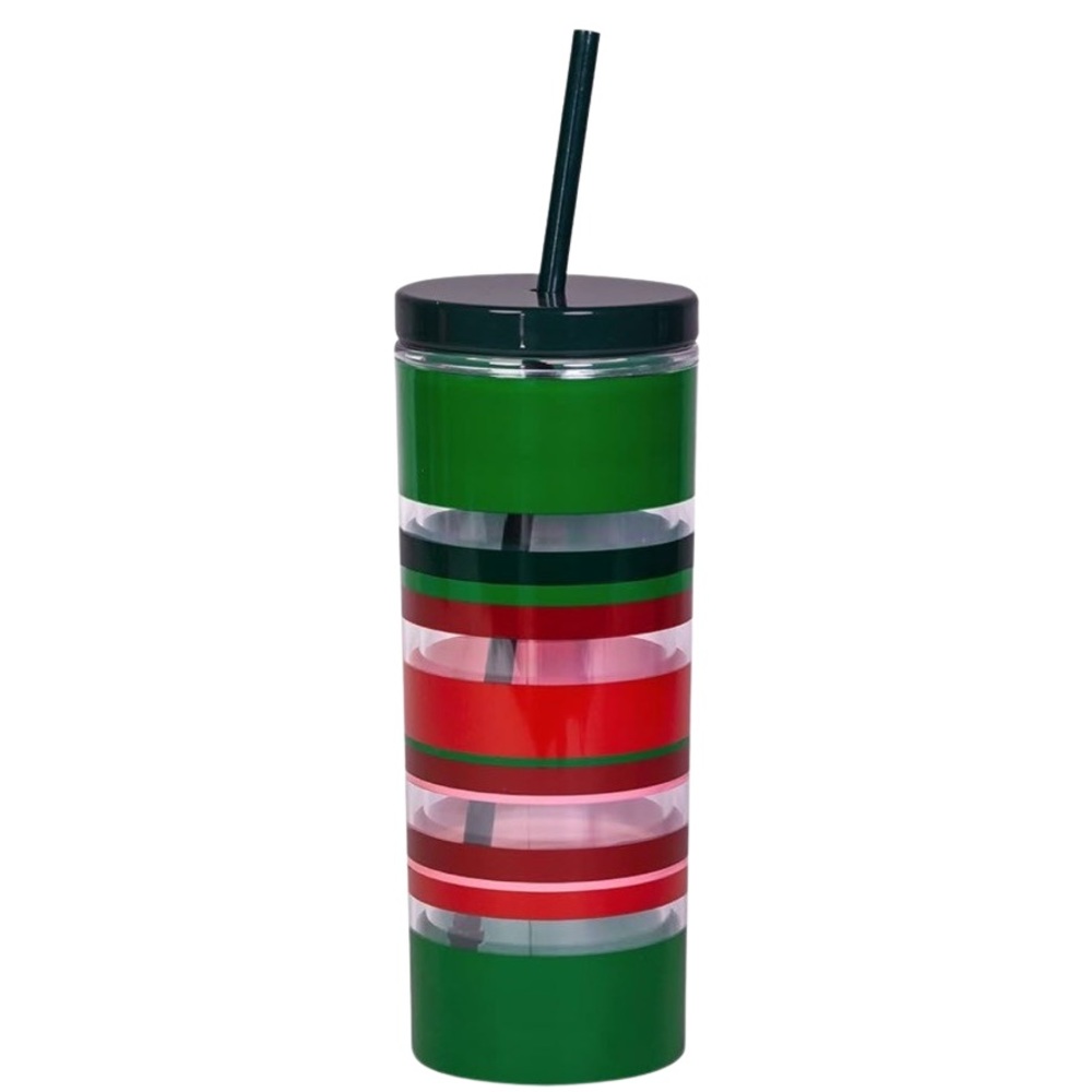 Kate Spade "Jolly Stripe" 20oz Insulated Tumbler with Lid & Straw